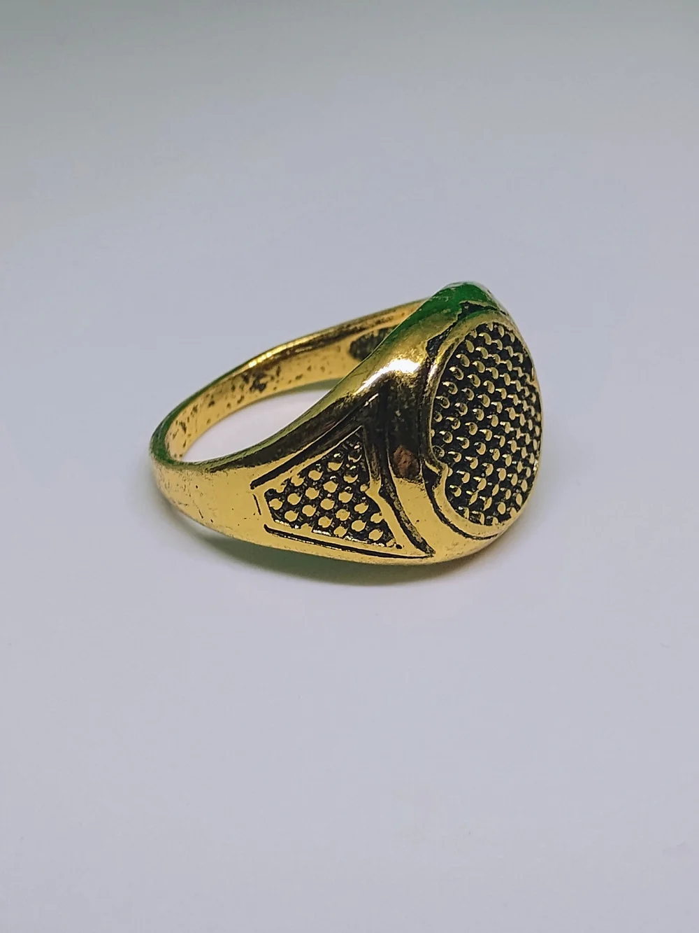 Men's Gold-Tone Textured Signet Ring